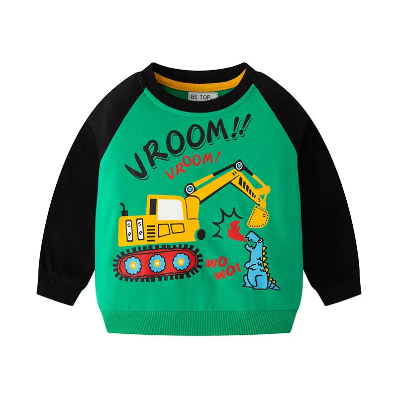 4-Pack Toddler Boys Cartoon Pattern Cotton Long Sleeve Tshirt