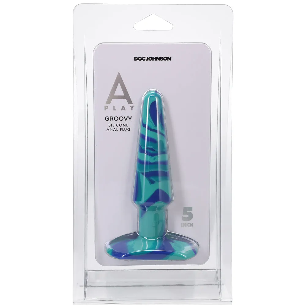 A-Play Groovy 5 in. Silicone Anal Plug Ocean