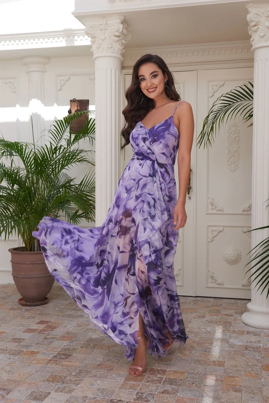 Angelino Purple Impiring Hanger Long Evening Dress