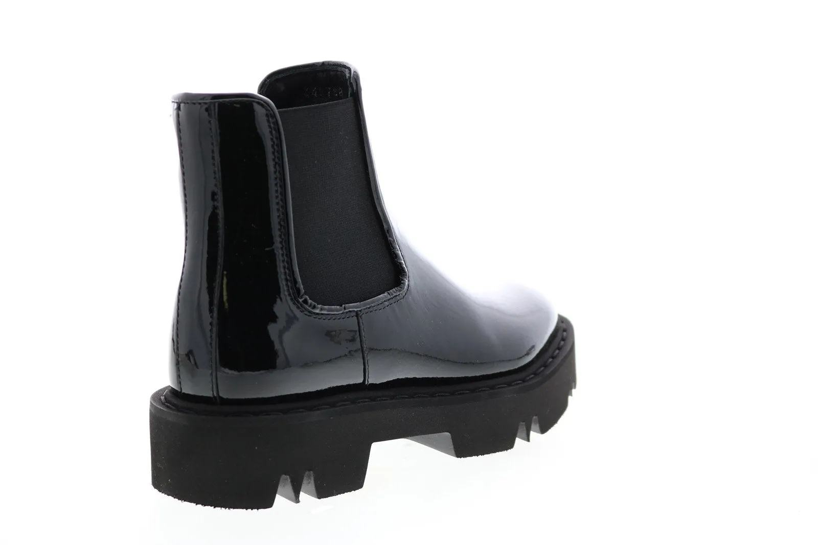 Aquatalia Haylie Patent 34L3694-BLK Womens Black Leather Slip On Chelsea Boots