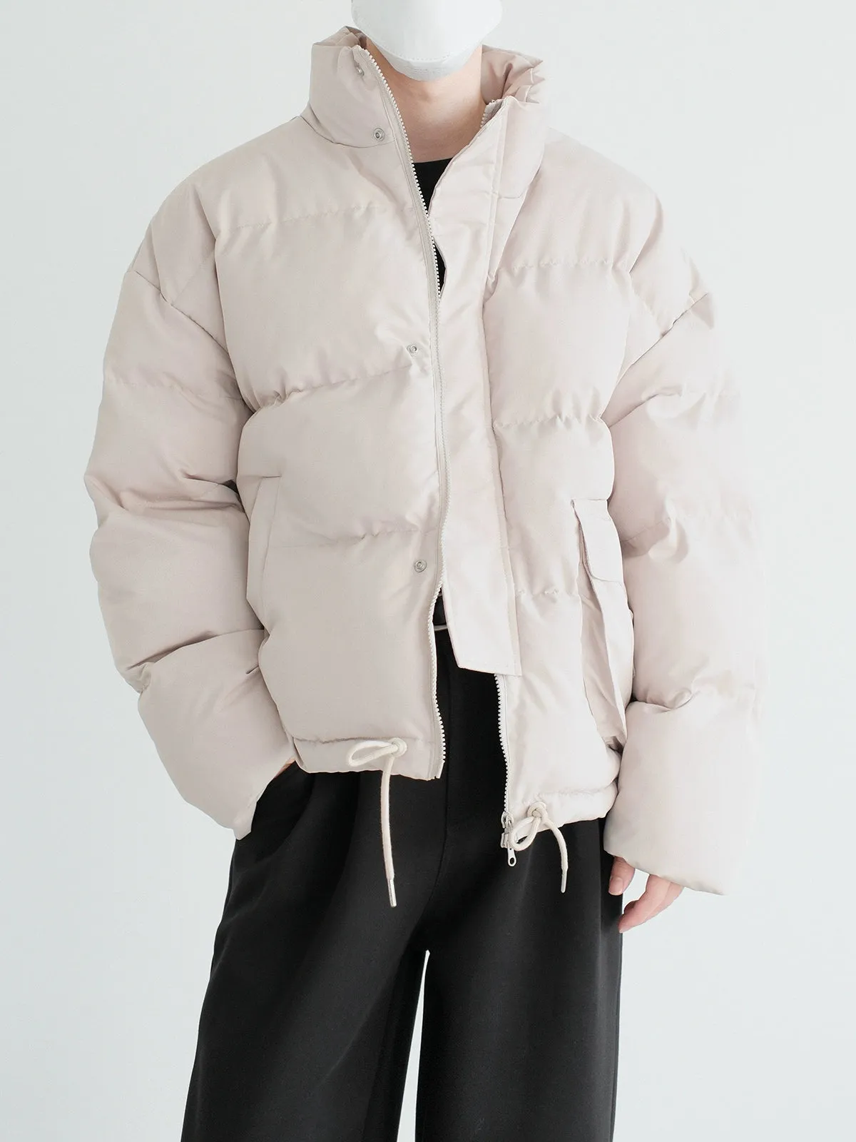 Asymmetric Pocket Insulated Cotton Jacket