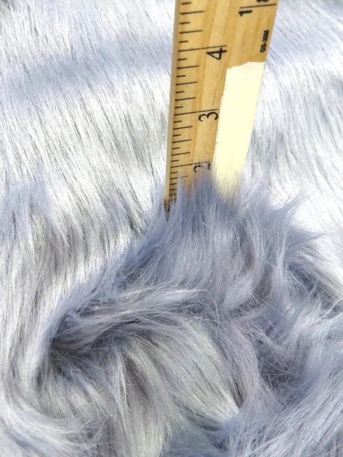 Baby Blue Solid Shaggy Long Pile Faux Fur Fabric / Sold By The Yard