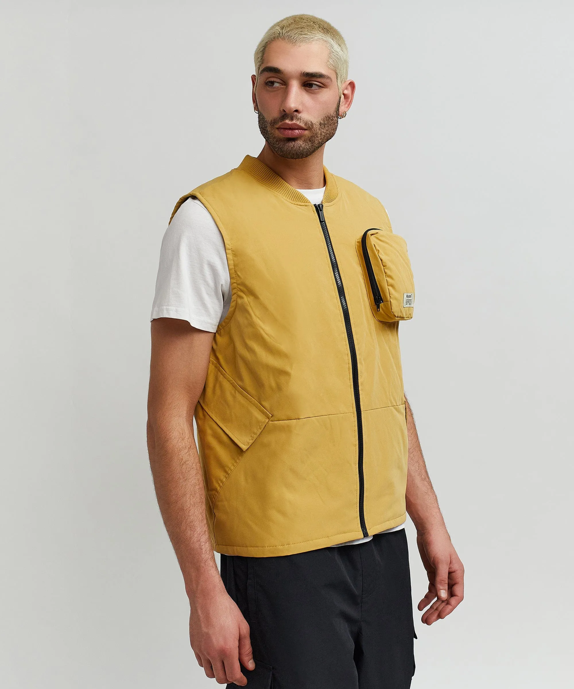 Bader Cotton Twill Color Block Utility Vest - Tan