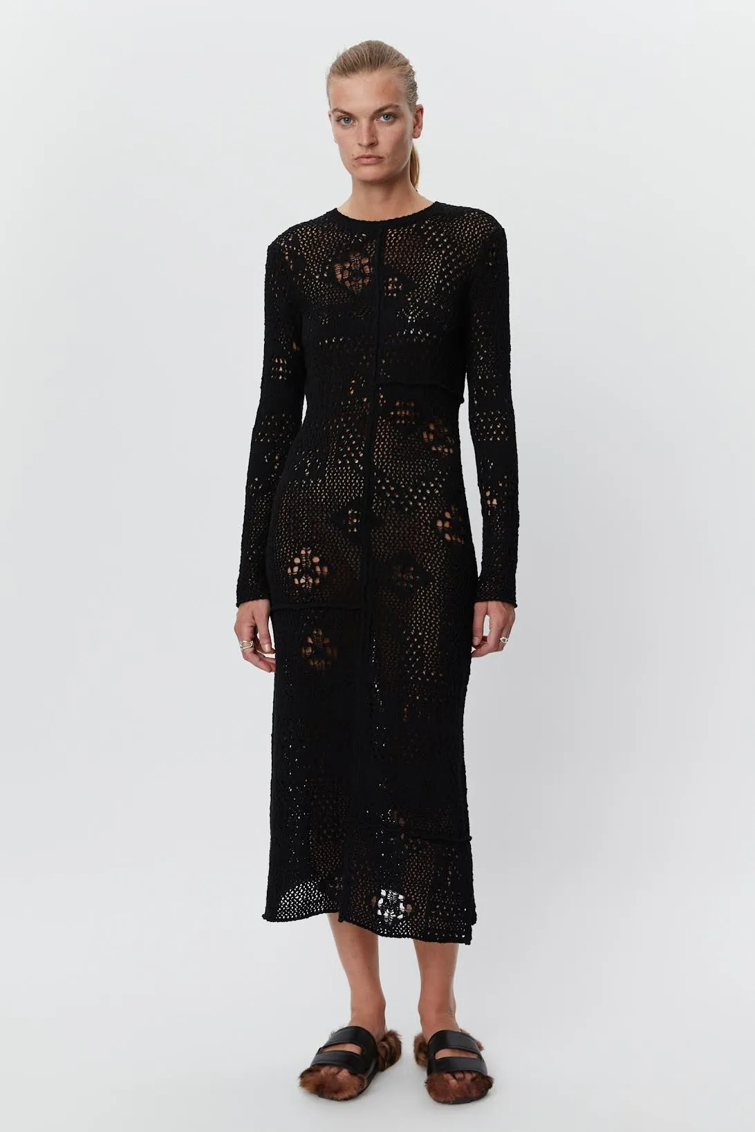 Benoit Black Artistic Crochet Dress