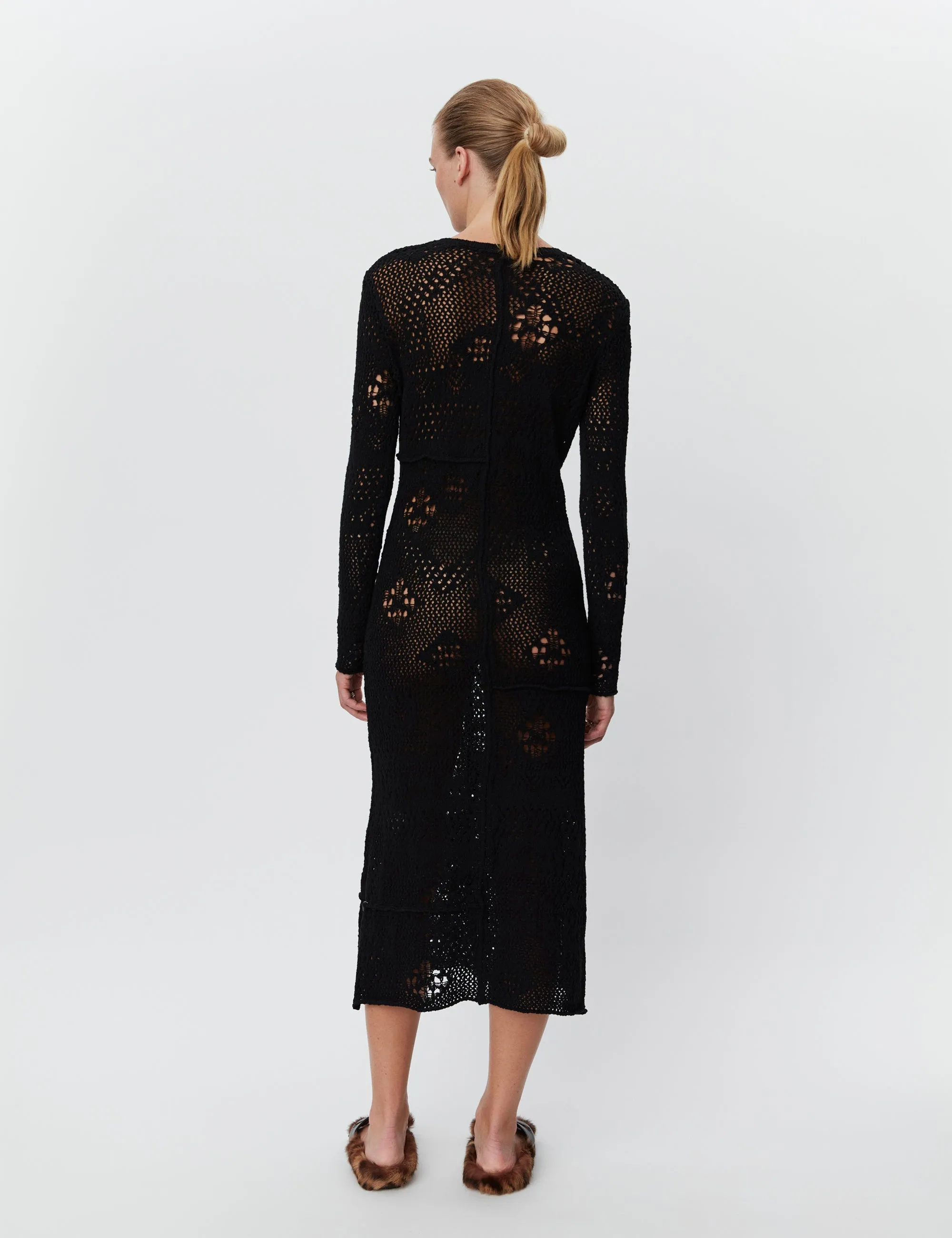 Benoit Black Artistic Crochet Dress