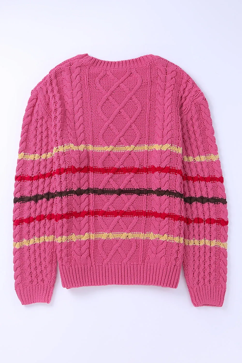 Black Striped Color Block Textured Knit Pullover Sweater