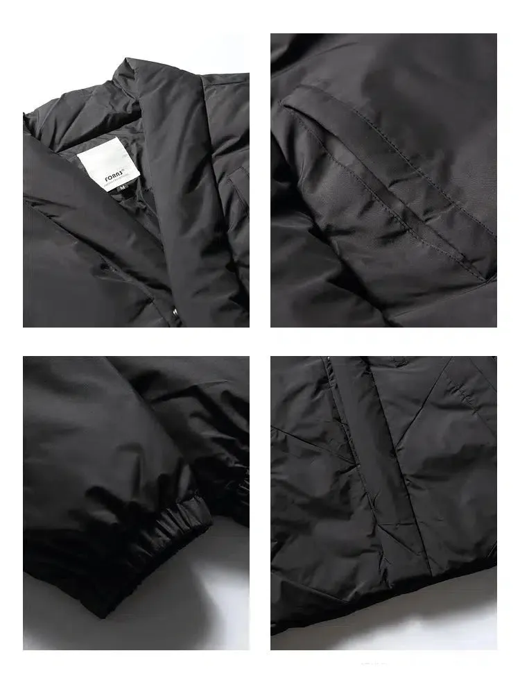 Black V-neck Padded Jacket