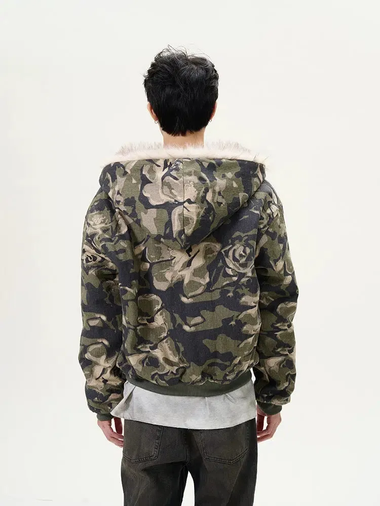 Camouflage Fur-Lined Insulated Jacket