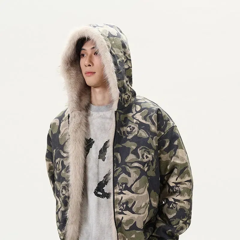 Camouflage Fur-Lined Insulated Jacket