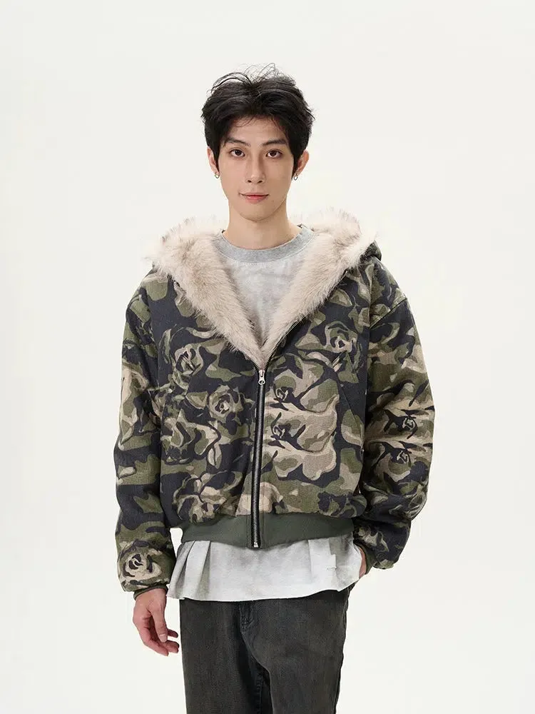 Camouflage Fur-Lined Insulated Jacket