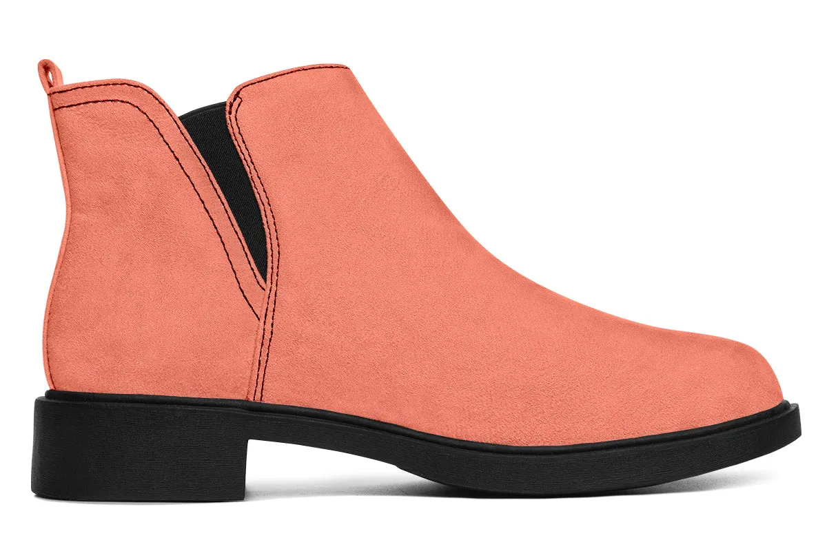 Coral Blush Chelsea Boots - Comfy Slip-On - Soft & Water-Resistant Micro-Suede Vegan Shoes