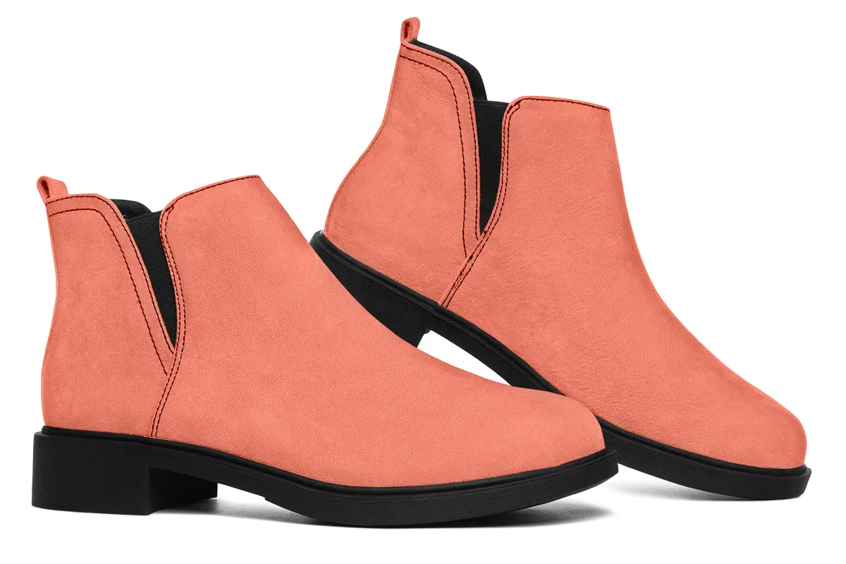 Coral Blush Chelsea Boots - Comfy Slip-On - Soft & Water-Resistant Micro-Suede Vegan Shoes