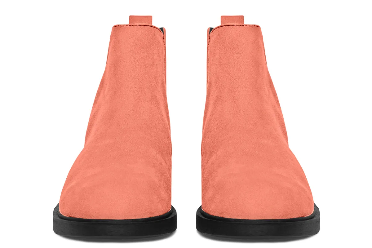 Coral Blush Chelsea Boots - Comfy Slip-On - Soft & Water-Resistant Micro-Suede Vegan Shoes