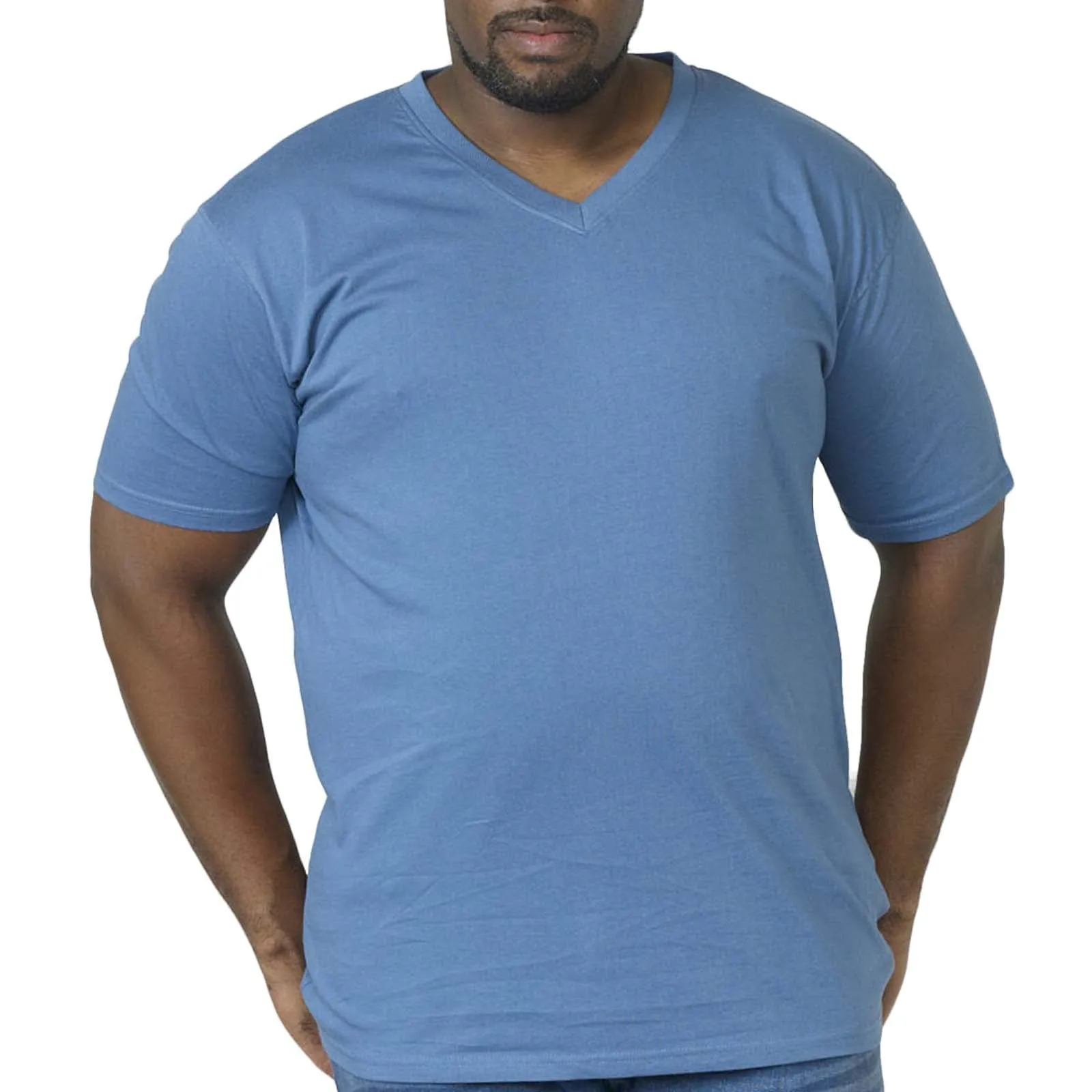 D555 Mens Signature Big & Tall Premium Weight Combed Cotton V Neck T-Shirt