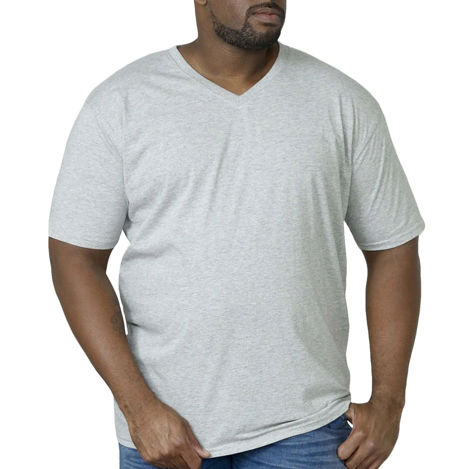 D555 Mens Signature Big & Tall Premium Weight Combed Cotton V Neck T-Shirt