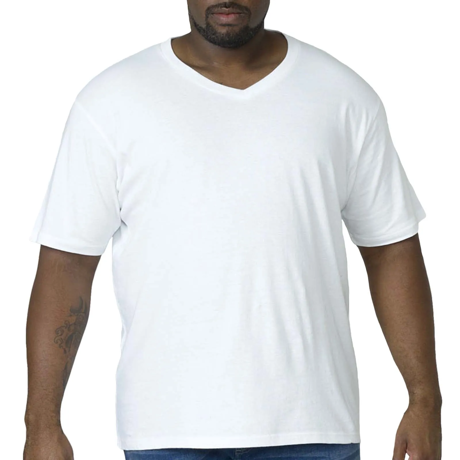 D555 Mens Signature Big & Tall Premium Weight Combed Cotton V Neck T-Shirt