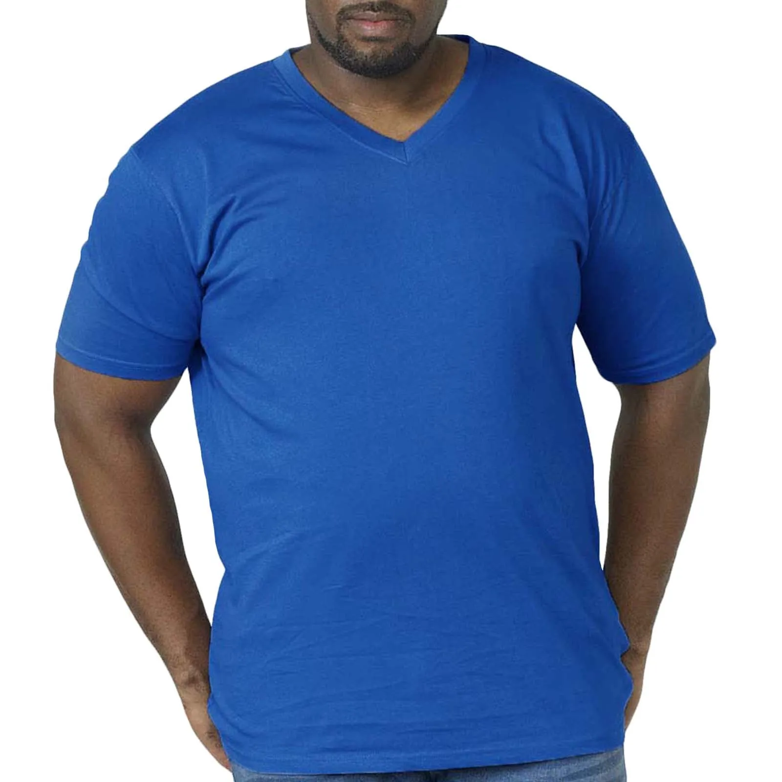 D555 Mens Signature Big & Tall Premium Weight Combed Cotton V Neck T-Shirt