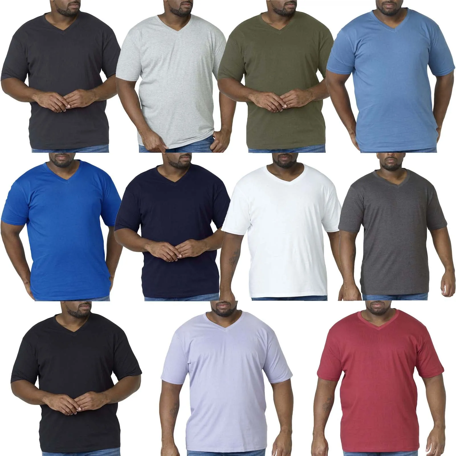 D555 Mens Signature Big & Tall Premium Weight Combed Cotton V Neck T-Shirt