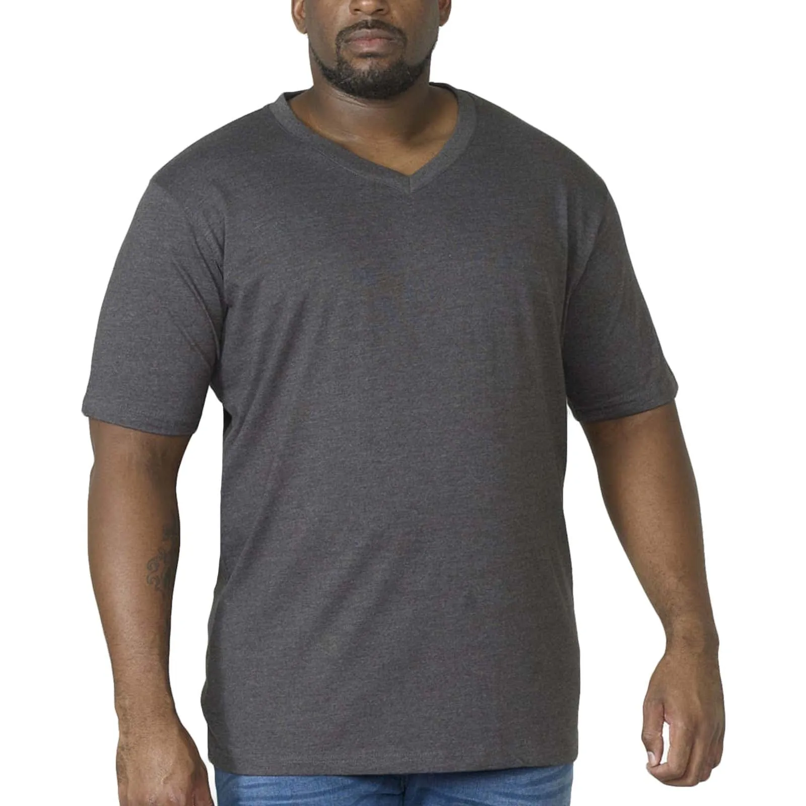 D555 Mens Signature Big & Tall Premium Weight Combed Cotton V Neck T-Shirt