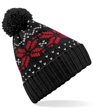 Fair Isle snowstar® beanie | Black/Classic Red/White