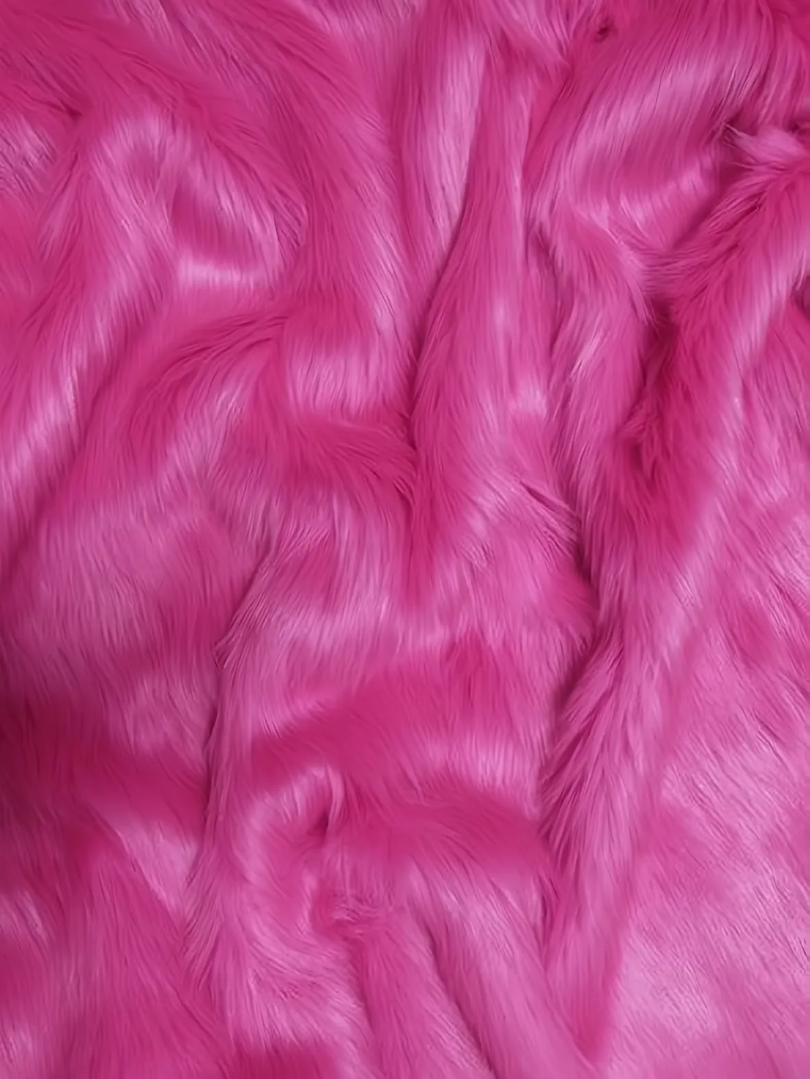 Faux Fake Fur Solid Shaggy Long Pile Fabric / Fuchsia / 15 Yard Bolt