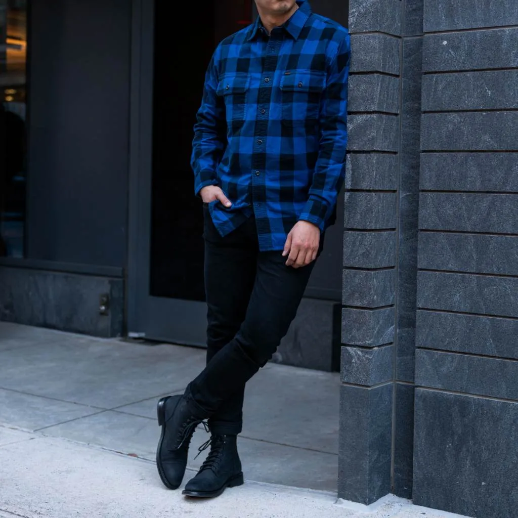 Filson Field Flannel Shirt | Cobalt Blue Black