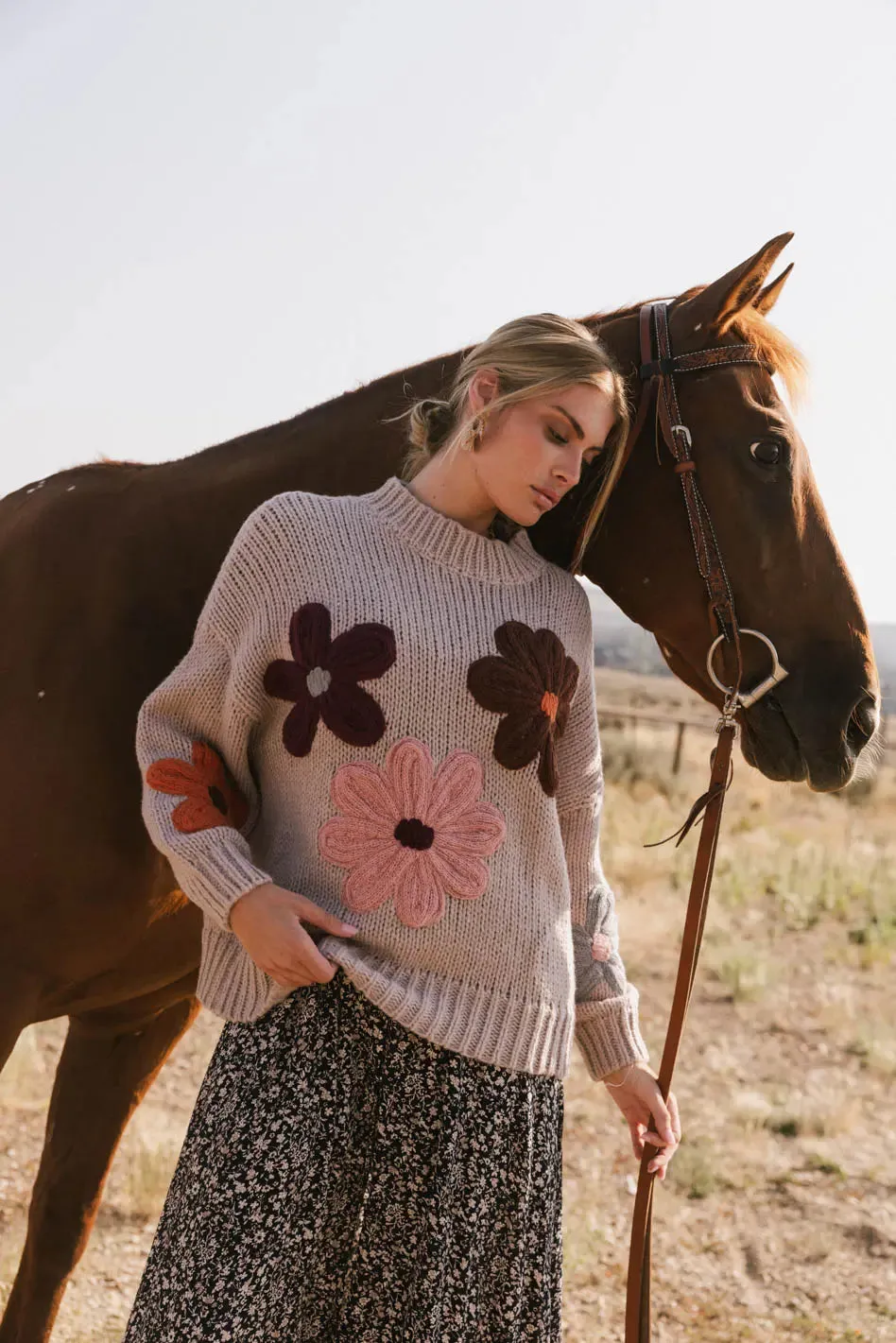 Hartley Floral Sweater in Mocha - FINAL SALE