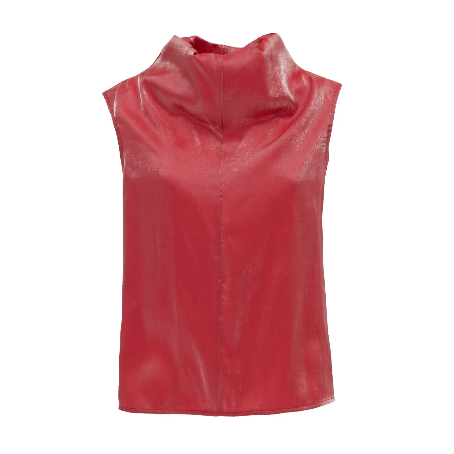 High Neck Organza Vest Red