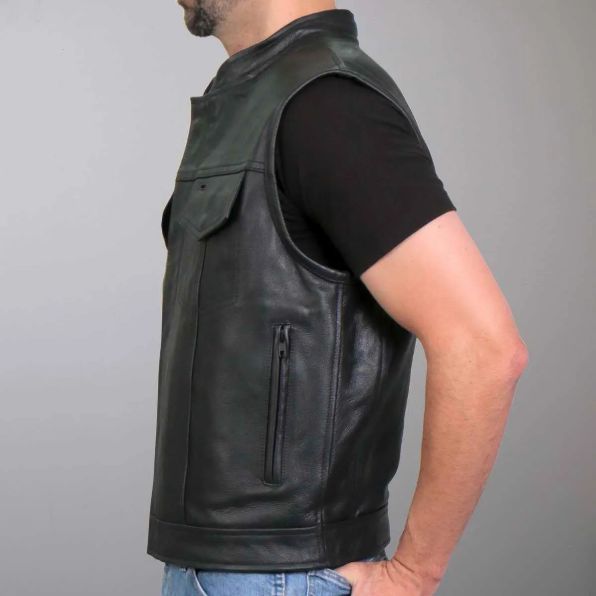 Hot Leathers VSM1049 Men's Black 'Paisley' Conceal and Carry Motorcycle Club Style Leather Vest