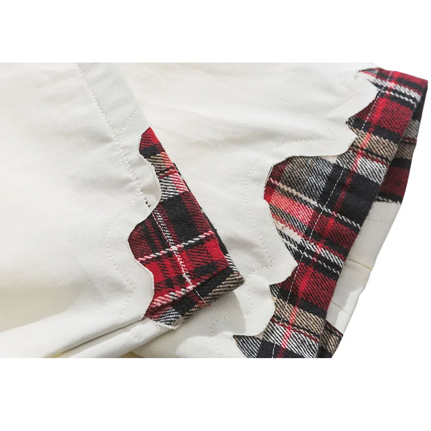 Irregular Plaid Patchwork Shirts