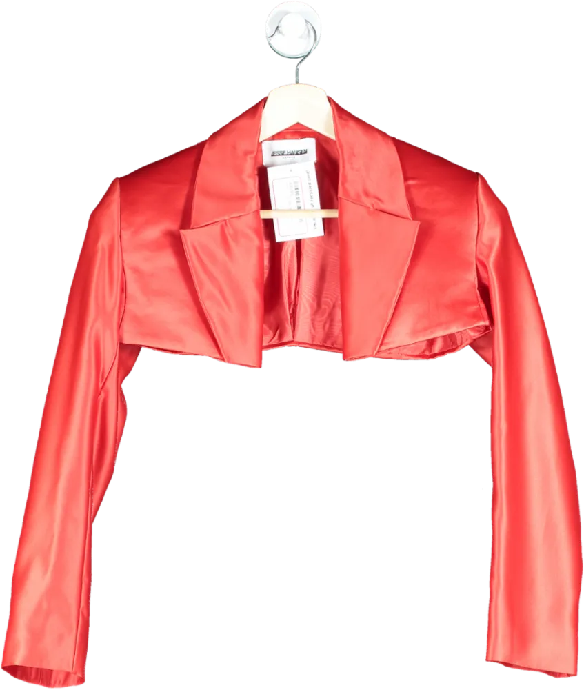 Jesse Hansen Red Cropped Satin Bolero Jacket UK XS