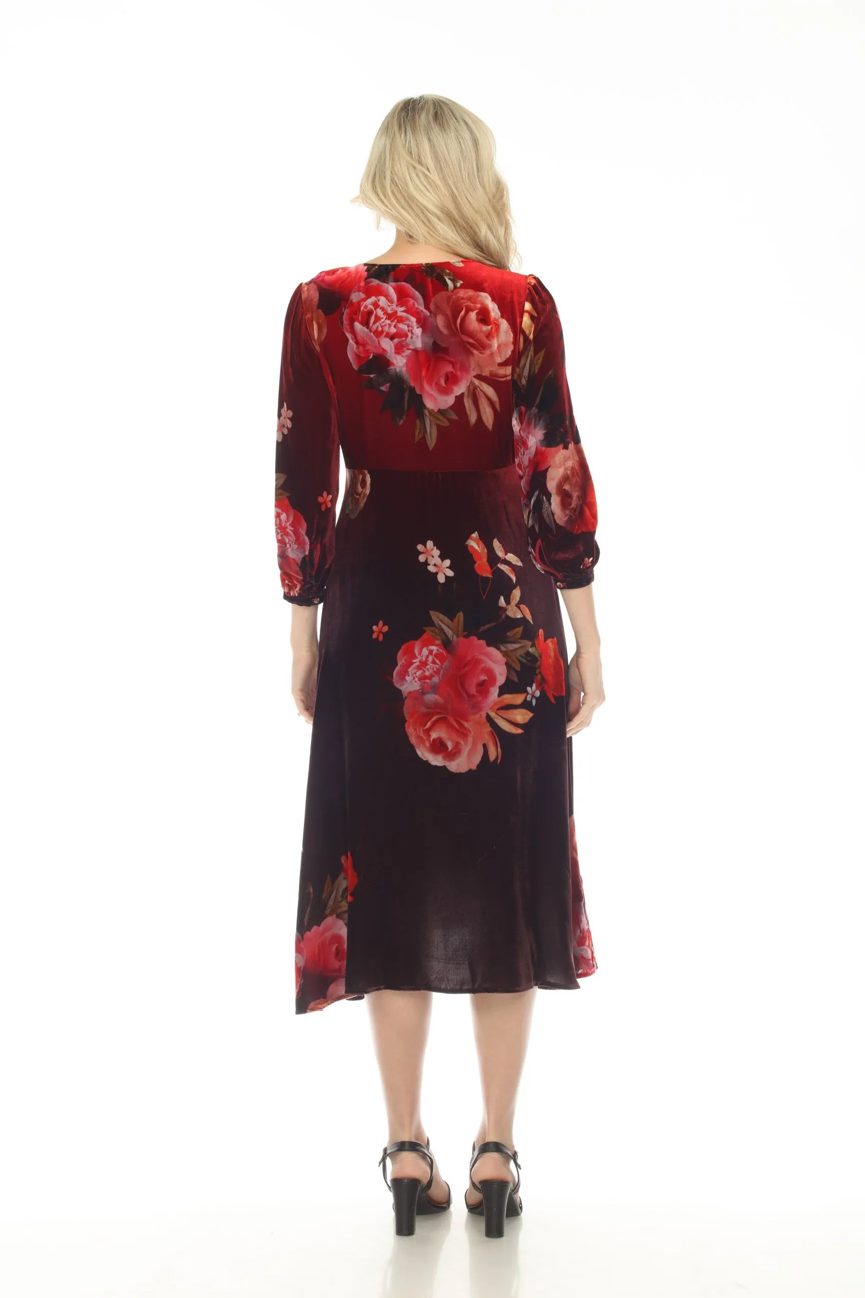 Johnny Was JWLA Coralie Velvet Effortless Floral Midi Dress Boho Chic J36522