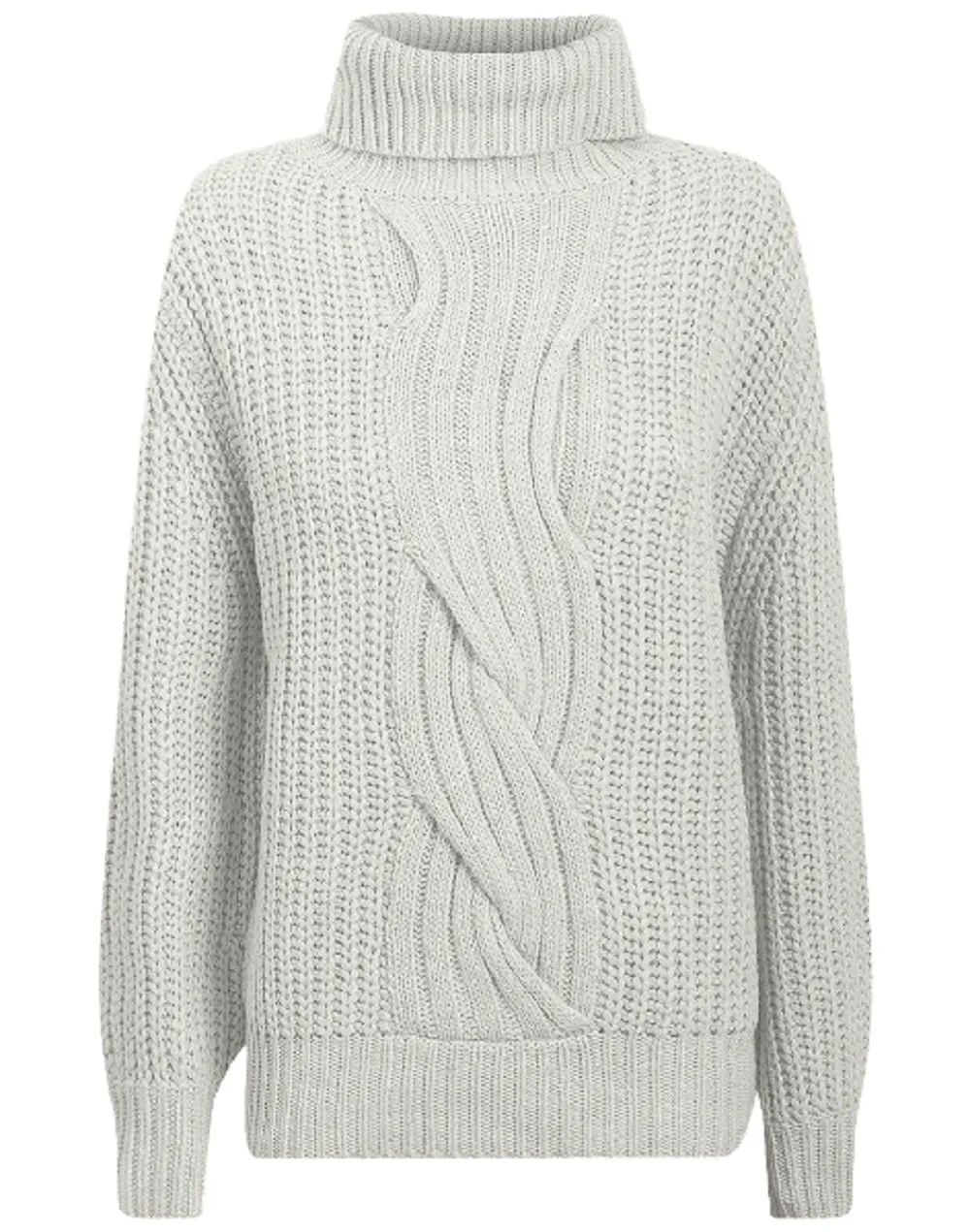 Ladies Roll Neck Twist Cable Knit Long Sleeve Jumper