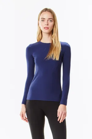 Long Sleeve Navy Cotton Layering Shell Top