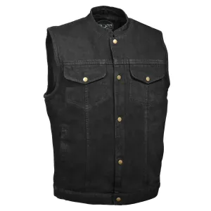 M Boss Motorcycle Apparel Apparel BOS13520 Men's Black Snap Front Denim Club Style Vest