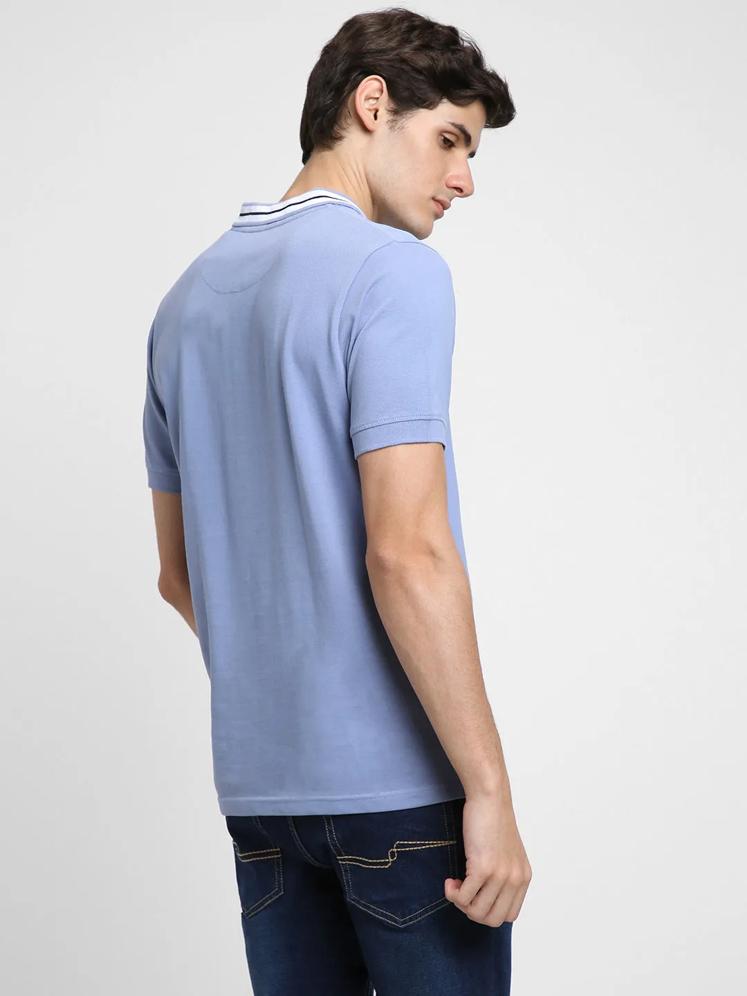 Men's Polo Regular Fit Solid Light Blue T-Shirt