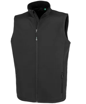 Mens recycled 2-layer printable softshell bodywarmer | Black