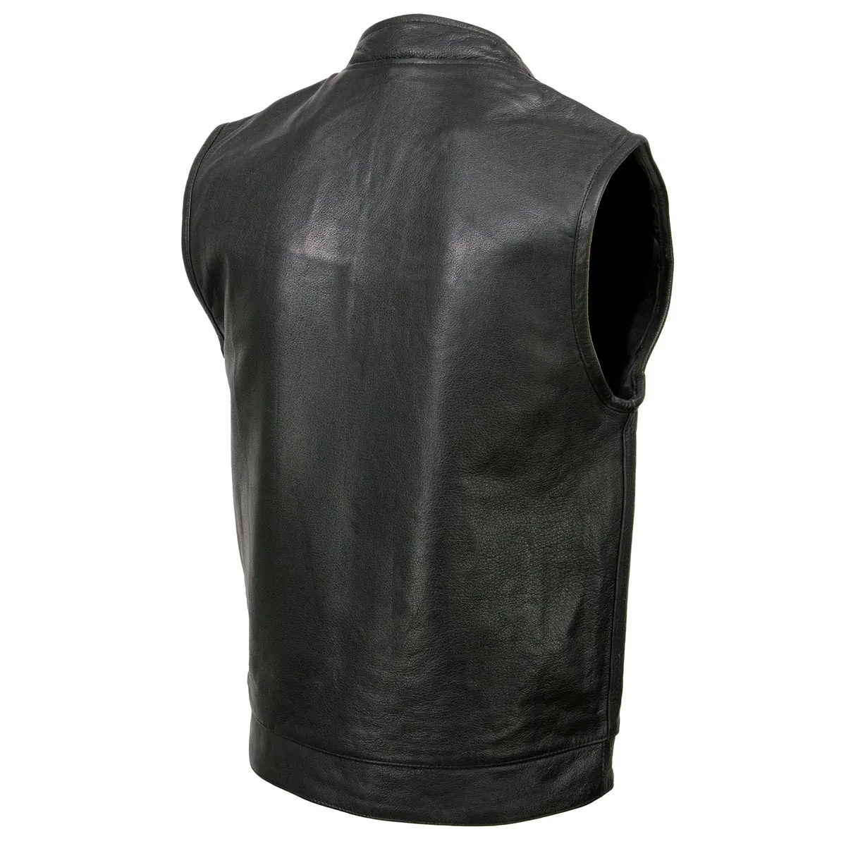 Milwaukee Leather SH2036 Men's Black Club Style' Open Neck Leather Vest