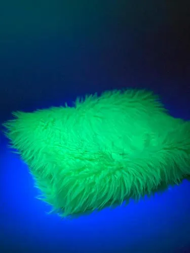 Neon Green UV Reactive Solid Shaggy Faux Fur Fabric / Sold By The Yard