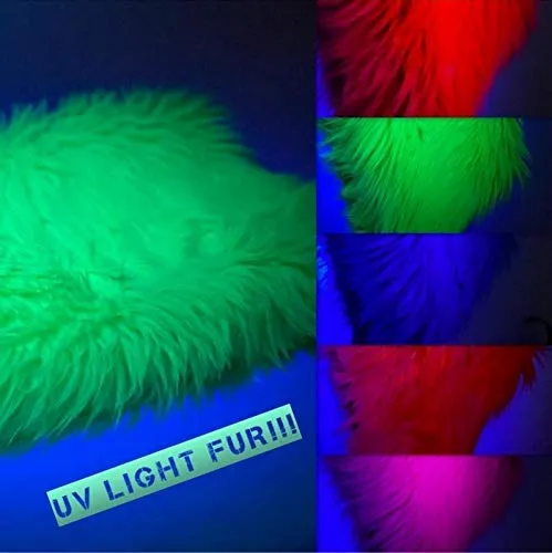 Neon Yellow UV Reactive Solid Shaggy Faux Fur Fabric / Sold By The Yard