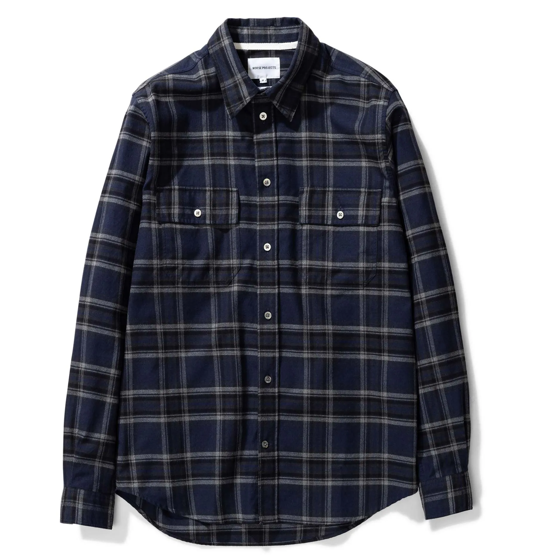 Norse Projects Villads Brushed Flannel Check Shirt – Dark Navy Check