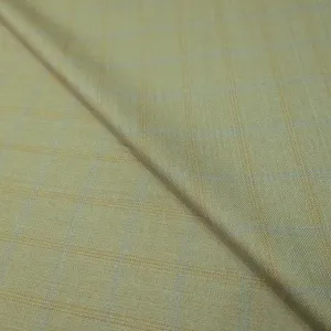 Olive Green Windowpane Wool Loro Piana Fabric