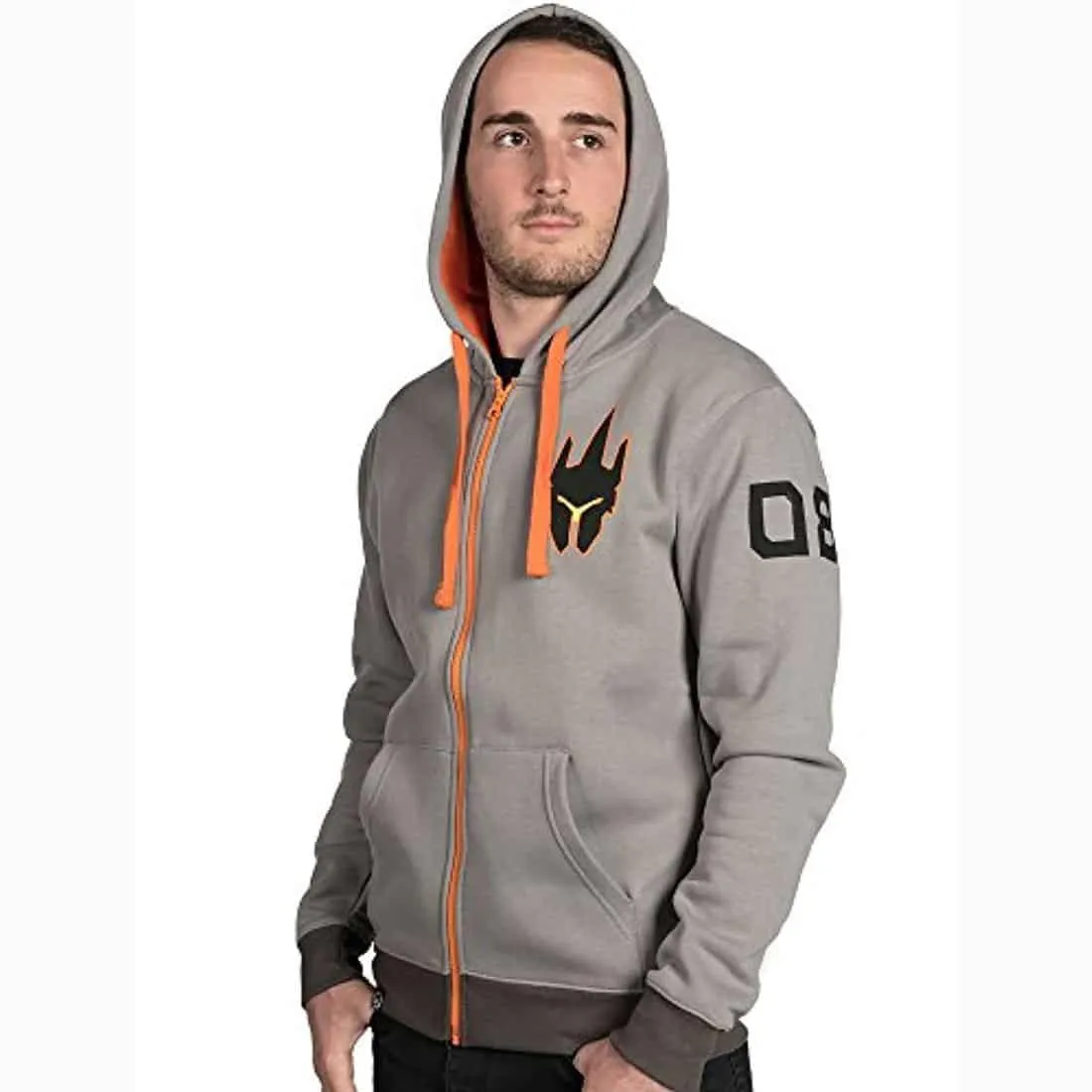 Overwatch Ultimate Reinhardt Zip-Up Hoodie | Light Grey