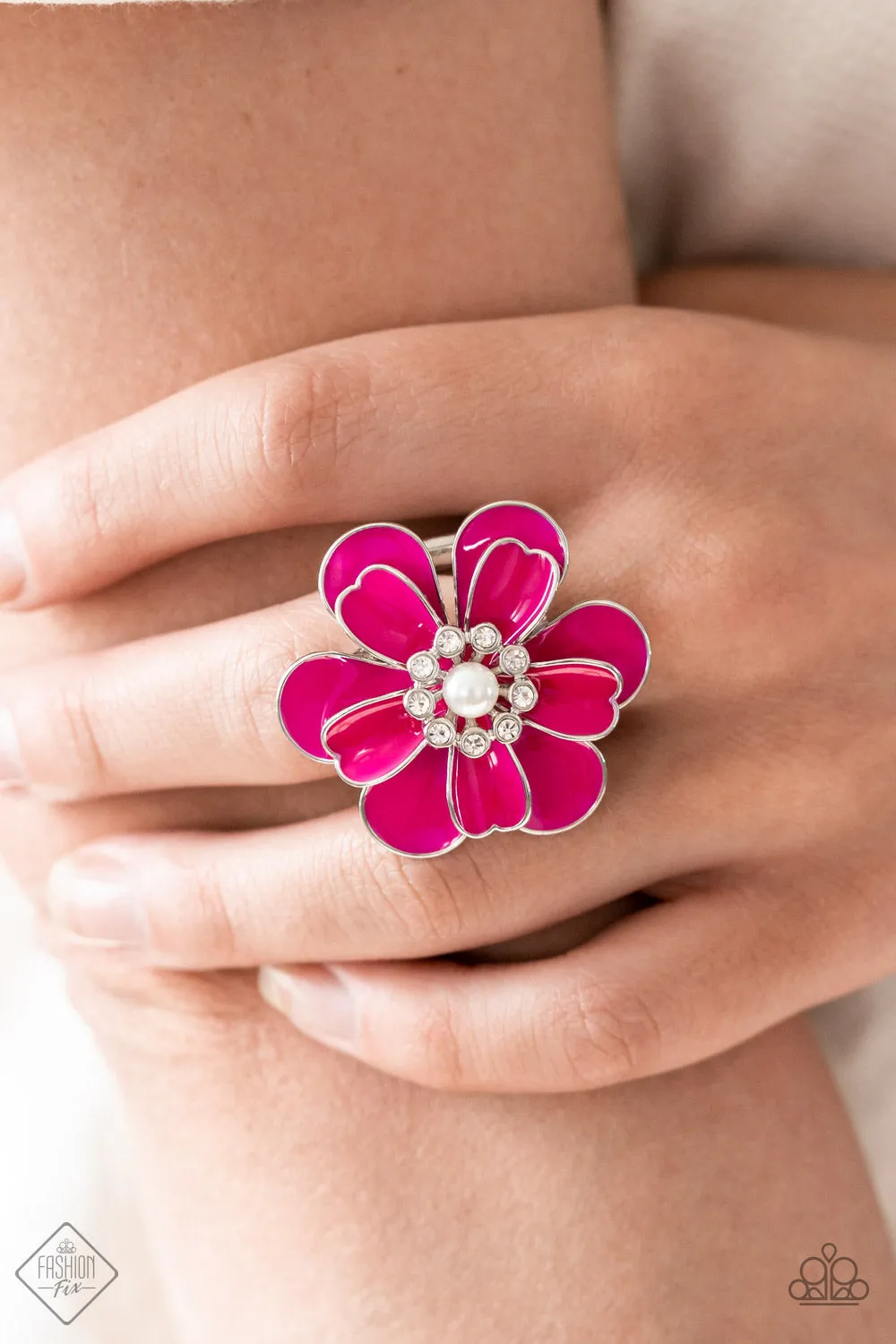 Paparazzi Budding Bliss - Pink Ring -September 2022 Glimpse of Malibu Fashion Fix