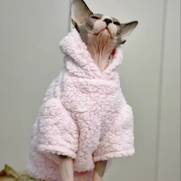 Pink Warm Fleece Sphynx Hoodie