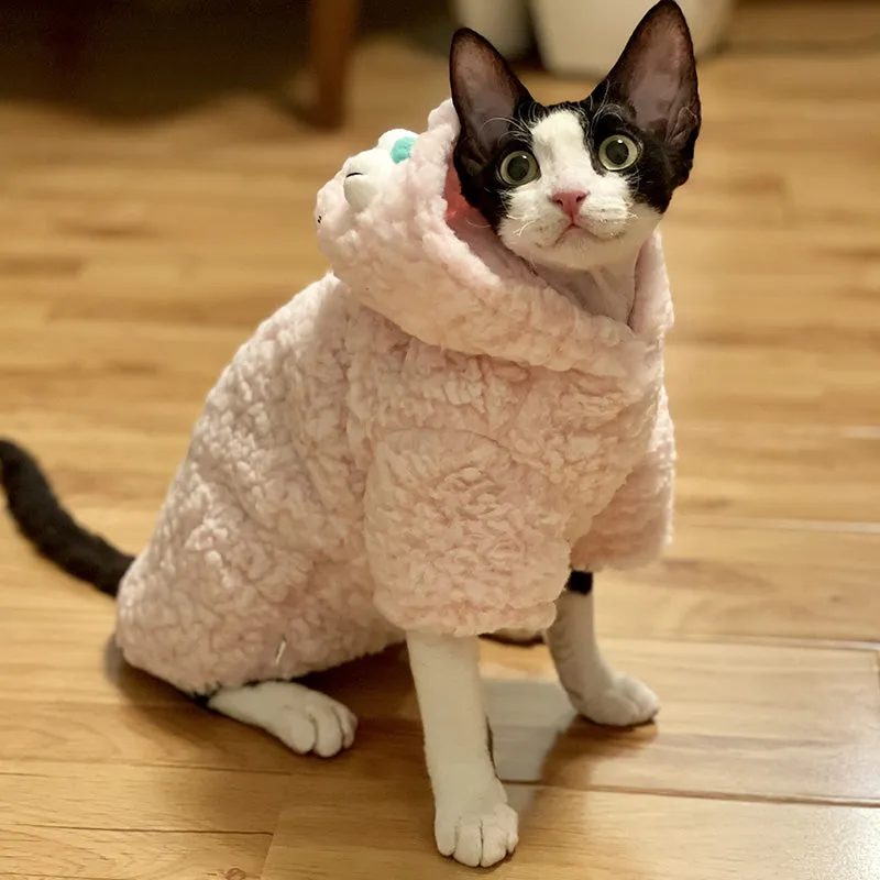 Pink Warm Fleece Sphynx Hoodie