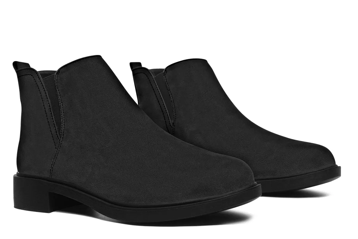 Pitch Black Chelsea Boots - Comfy Slip-On - Soft & Water-Resistant Micro-Suede Vegan Shoes