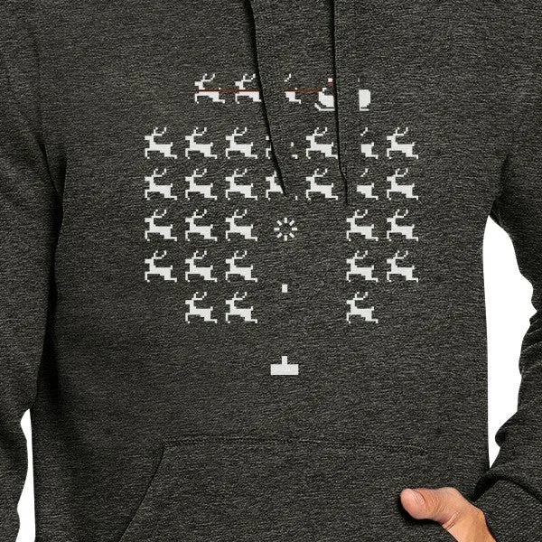 Pixel Game Santa And Rudolph Dark Grey Hoodie