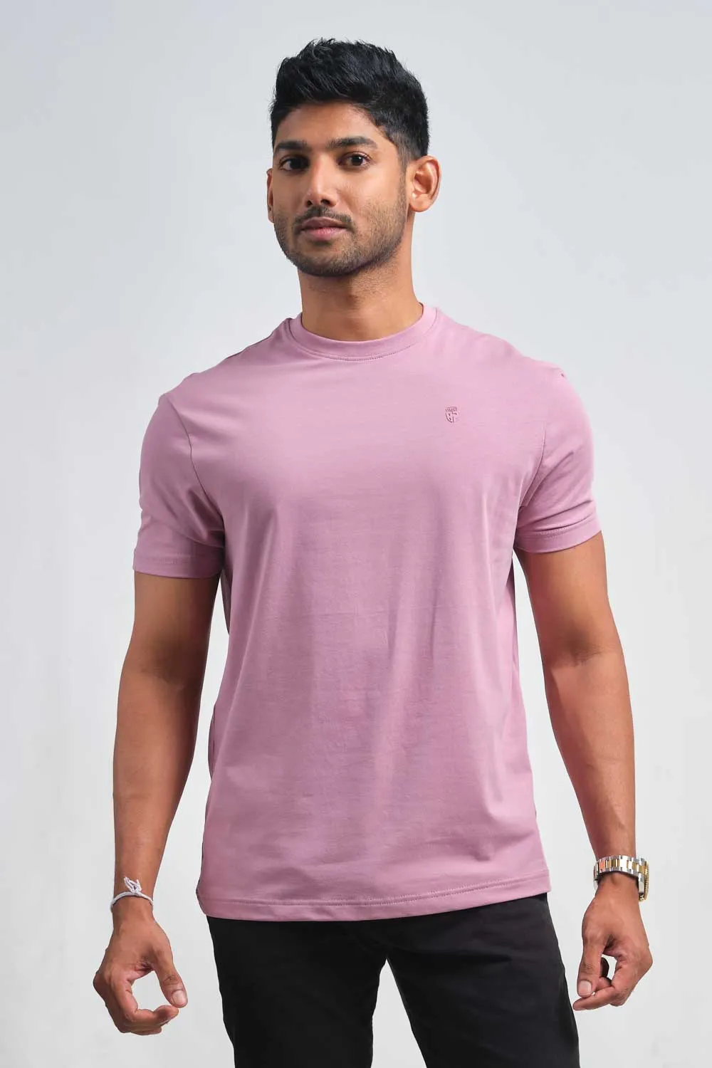 Plain Dusty Orchid crew neck essential t-shirt