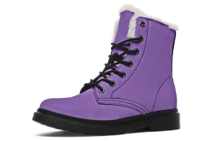 Retro Violet Winter Boots - Warm Micro-Suede Doc-Style Boots Lined with Vegan Wool